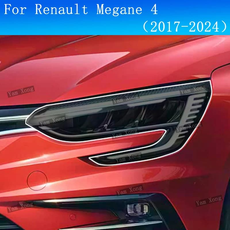 For Renault Megane 4 (2017-2024) Car Headlight Protective Film Auto Headlamp Cover Restoration Transparent Black TPU Sticker