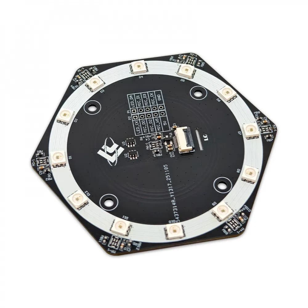 6+1 Mic Array Microphone Module 12 RGB LEDs I2S SI4030B Sound Source Localization Voice Recognition for K210 Development Board