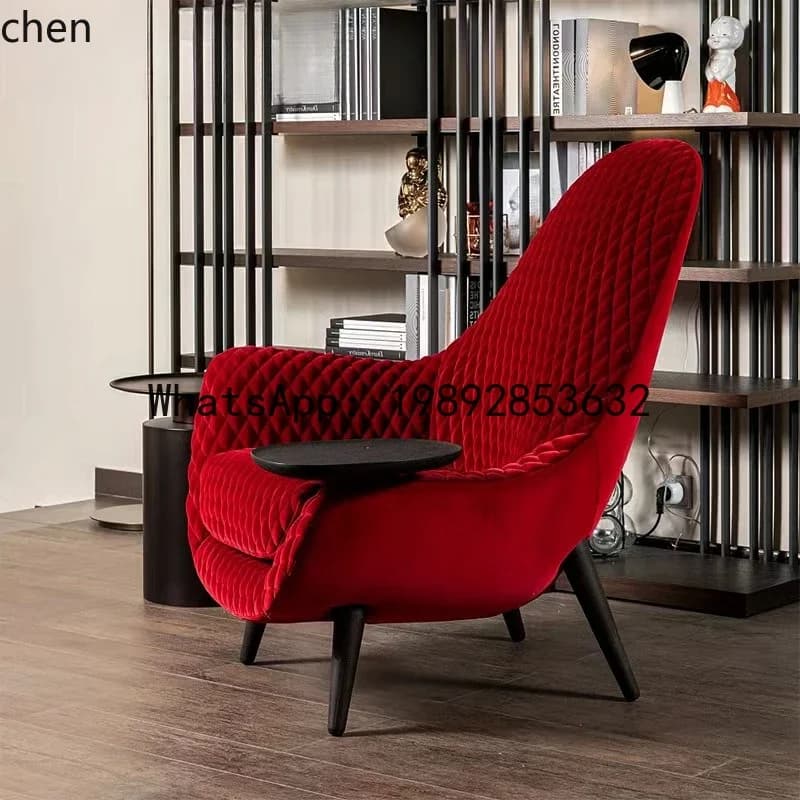 W8  Living Room Leisure Single Chair Vintage Creative Tray Fabric Single Sofa