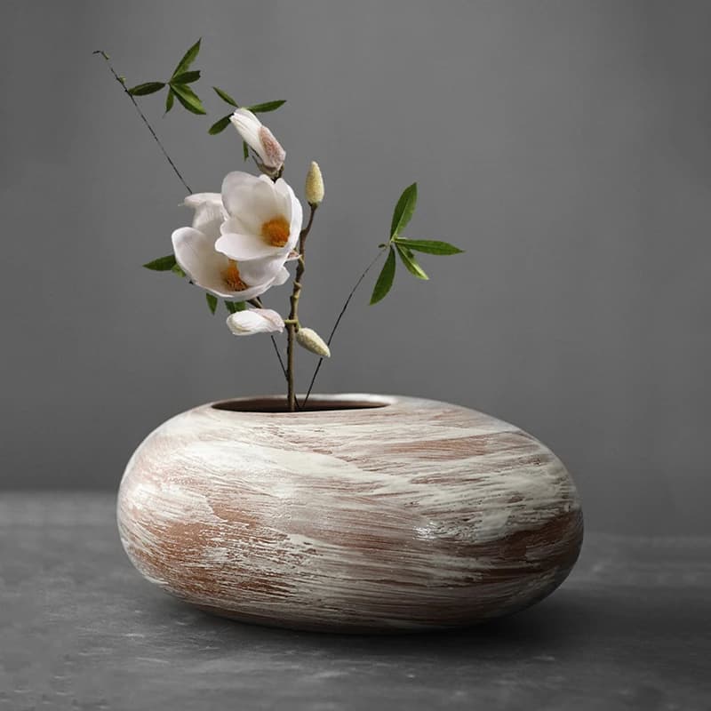Japanese-style stoneware vase handmade crafts hydroponic plant device dried flower arrangement retro home decoration accessories
