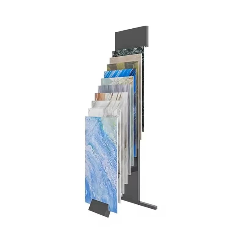 &c Tile Customized Simple Style Portable Floor Display Shelf Stone Slab Tiles Display Rack for Showroom