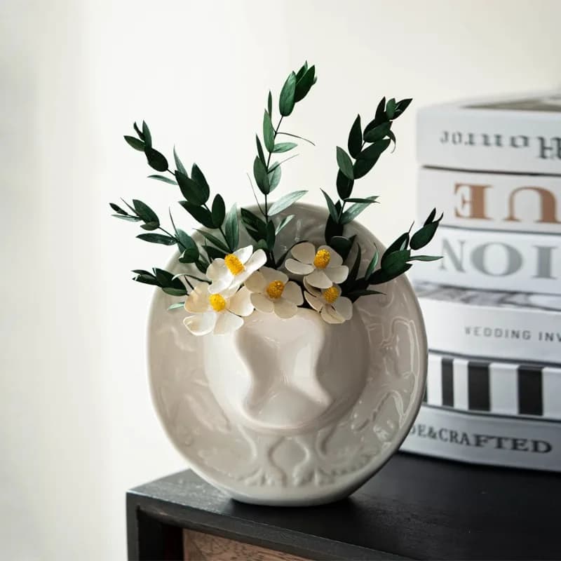 Creative Hat Hanging Vase, Denim Style Flower Pot, Rural Bohemian Home Decoration,Courtyard Garden Entrance, Desktop Flower Vase
