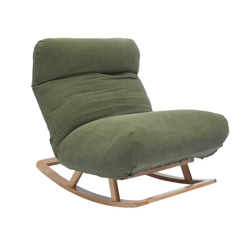 d3 Fabric Rocking Chair Solid Wood Single Sofa Chair Balcony Living Room Home Leisure Reclining Chair Lazy Sofa