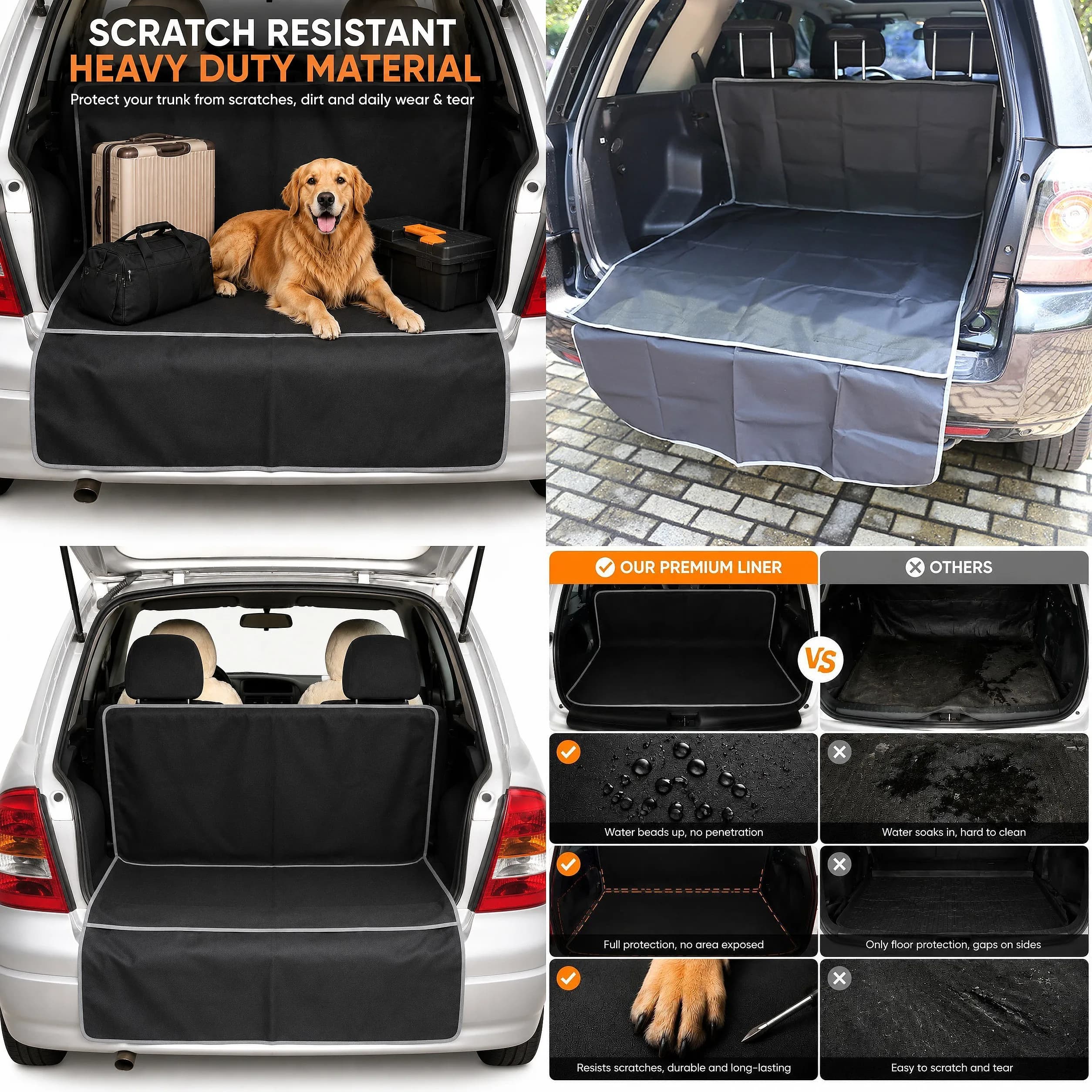 Waterproof Car Trunk Mat Dog Pad Pet Seat Cover for Vehicles, Universal Auto Dog Cushion Protector