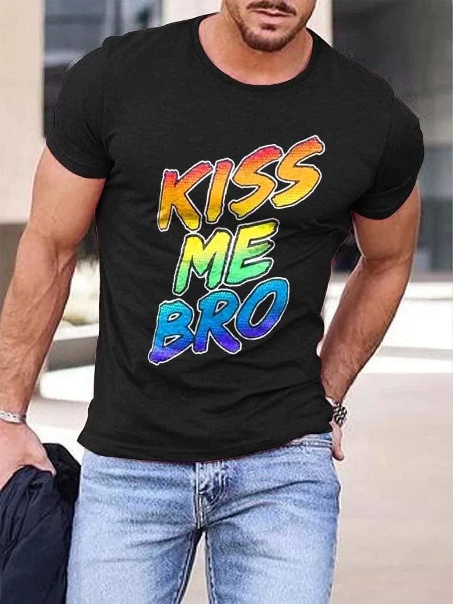 2023 Summer Men's Printed Casual Crew Neck Short Sleeve T-Shirt Men's Rainbow Hot Boy Summer T-Shirt 3D Printed T Shirt
