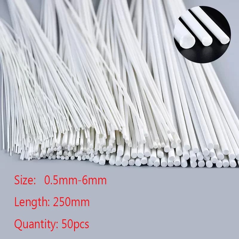 50PCS ABS Round Solids Bar Plastic White Welding Rods DIY House Sand Table Model Building Making Direct 0.5mm-6mm Length 25 cm