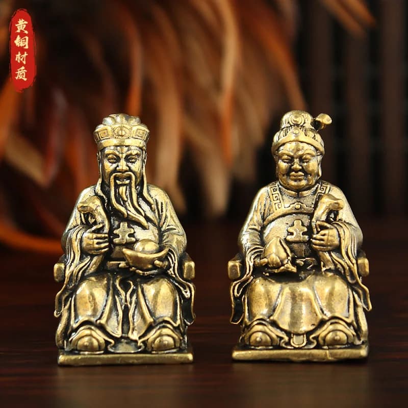 Goddess Buddha Ornament Brass Worship Earth God Statue Metal Home Entrance Hall Craft
