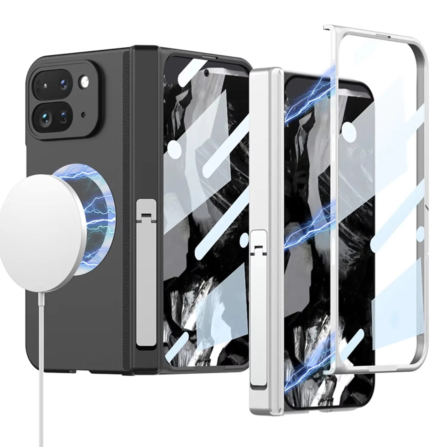 For Google Pixel 9 Pro Fold Case With Screen Protector For Magsafe Wireless Charging Magnetic Hinge Protection Hard PC Cover