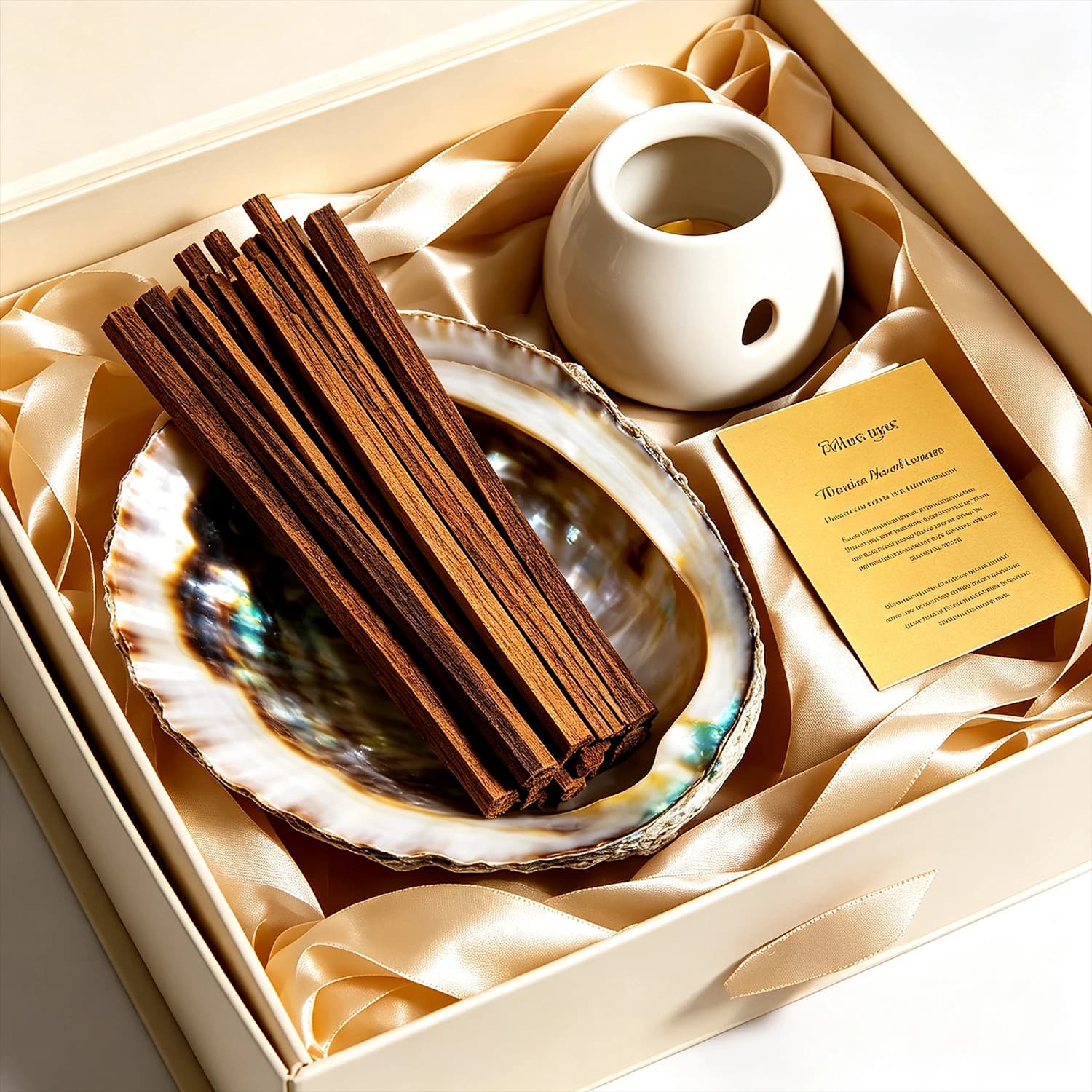 Natural Palo Santo Sticks Meditation Ritual Set with Ceramic Incense Burner Holder for Home Aroma Therapy Space Cleansing Spirit
