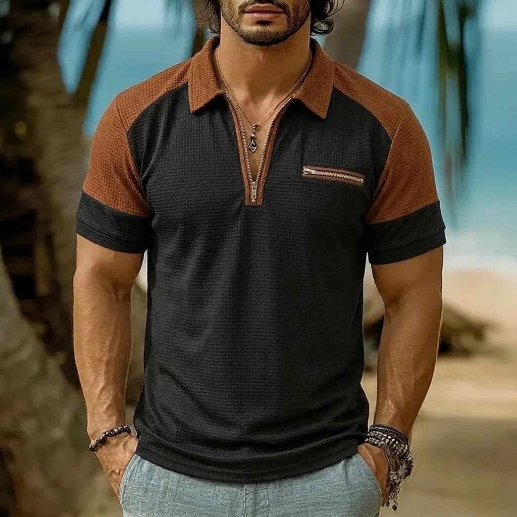 2026 Men's Striped Short Sleeve Knitted Polo Shirt Summer New Comfy Breathable Casual Business T shirts Men Golf Sport Loose Top