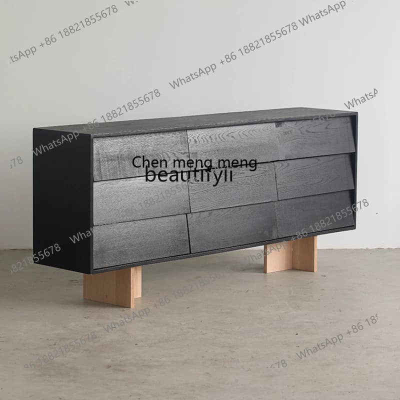 Italian Minimalist Nordic Solid Wood Nine-Drawer Silent Style Sideboard Wall Storage  Mid-Ancient Side Cabinet Bedroom