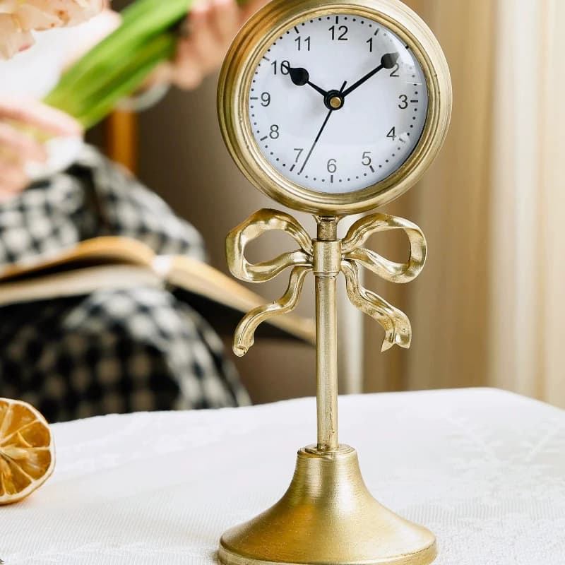 Premium French Table Clock Ornament Desktop Living Room Clocks Gold Luxury Retro Table Creative Model Decorations Decoração
