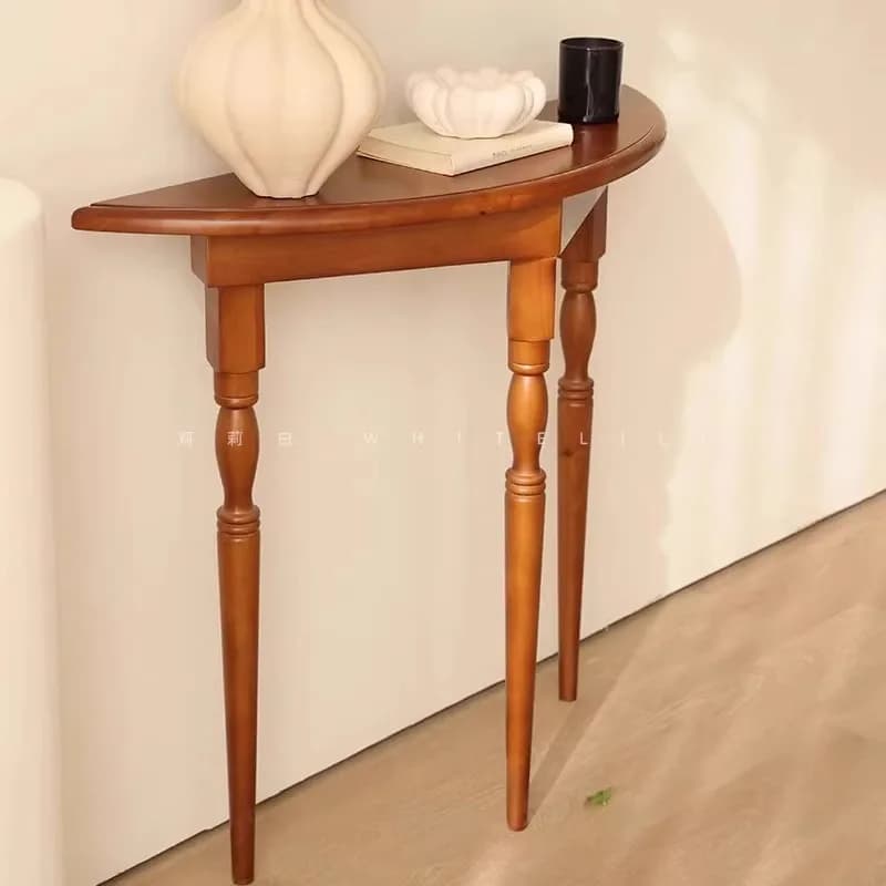 French Console Tables Modern Solid Wood Entryway Table Minimalist Semi-Circular Display Shelf Narrow Against The Wall Decoration