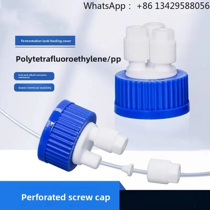 GL45 Safety Cap for HPLC Waste Collection – Solvent Bottle Cap with 1/8" & 1/4" Tubing Connections, Leak-Proof Vent System