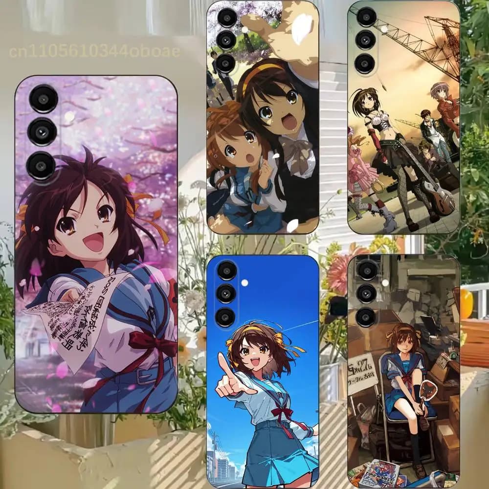 Anime H-Haruhi Suzumiya Phone Case For Samsung S25,24,21,22,23,20,S30,Ultra,Plus,Fe,Lite,Note,5G Black Cover