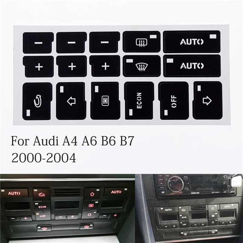 1 Pcs with 16Keys Car Air Condition AC Climate Control Button Repair Stickers Decals for Audi A4 B6 B7 2000 2001 2002 2003 2004