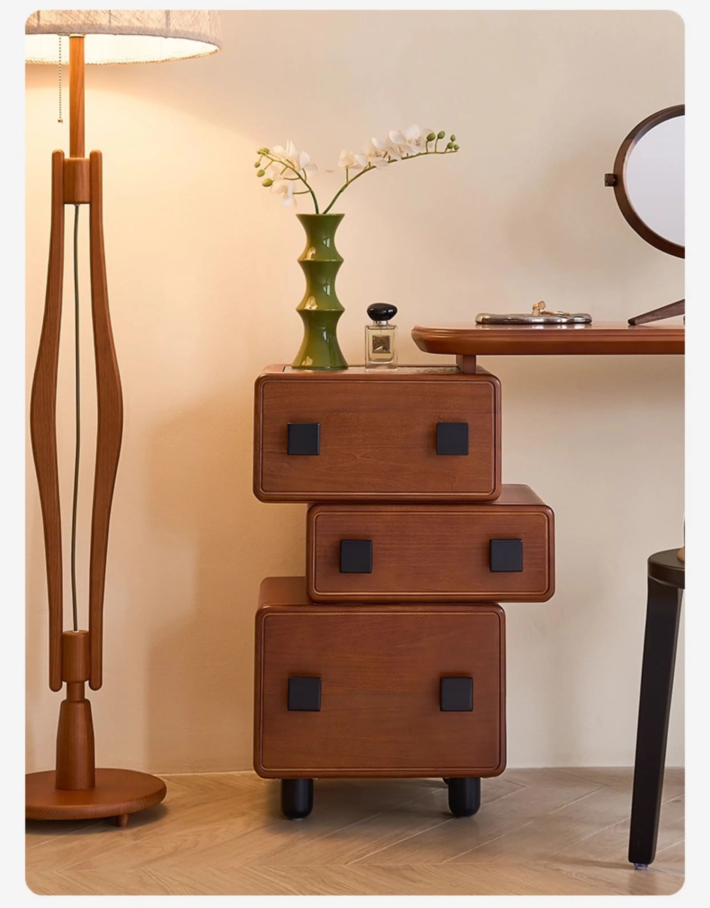 LTT French medieval retractable building block dressing table bedroom solid wood makeup table