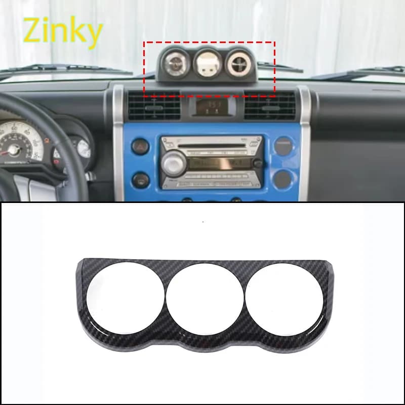 ABS Plastic Carbon Fiber Pattern Car Dashboard Compass Frame Triptych Combination Cover Fit for Toyota FJ Cruiser 2007-2021