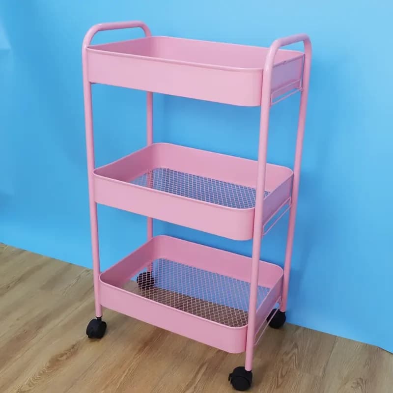 New 3-Tier Metal Rolling Cart Large Capacity Wheels Storage for Eyelash Extension Shelves