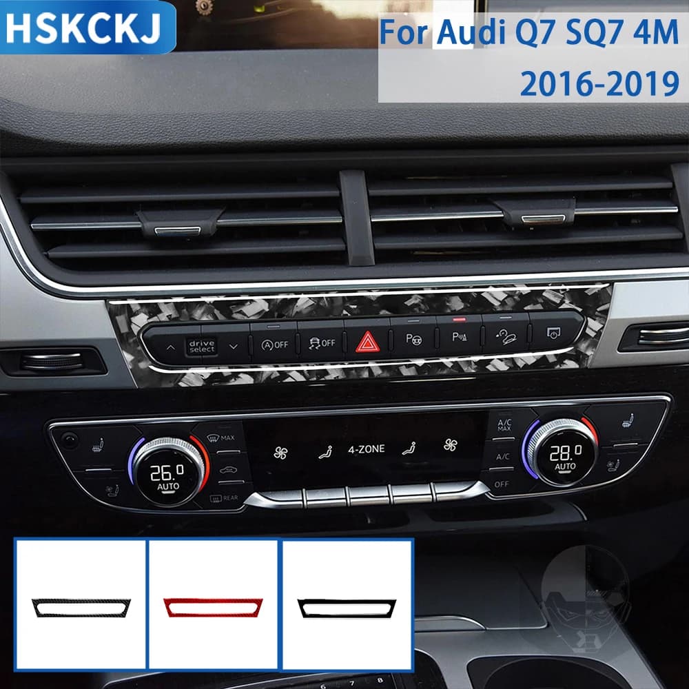 For Audi Q7 SQ7 4M 2016 2017 2018 2019 Carbon Fiber Car Accessories Interior Central Control Panel Cover Trim Modified Sticker