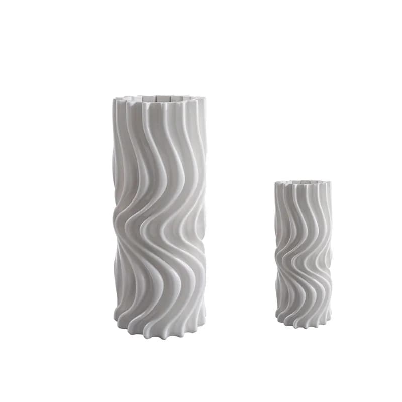 White ceramic 3D vase, soft flower arrangement device in the sales center of the model room