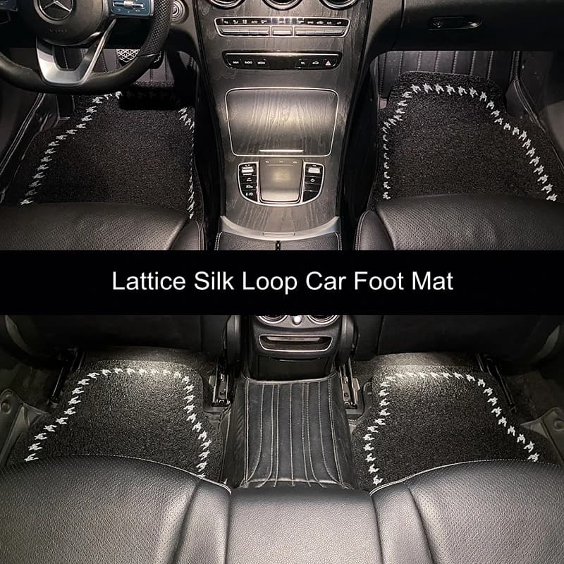 New  Simple Fashion Lattice Silk Loop Car Interior Decorations Anti-Skid Protective Car Foot Mat