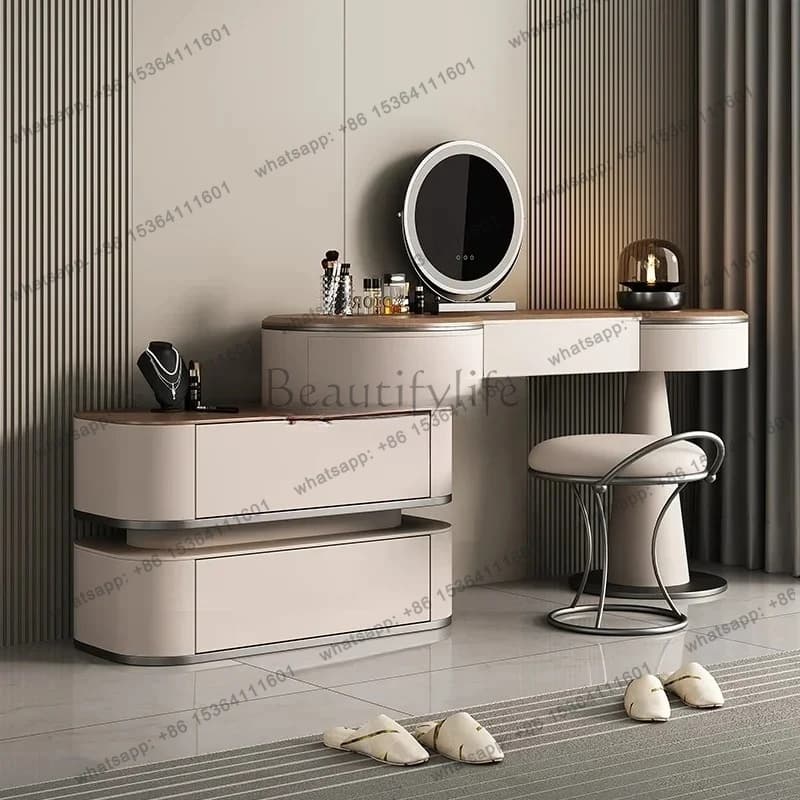 Italian minimalist dresser, chest and cabinet integrated with medieval style, high-end light luxury solid wood makeup table