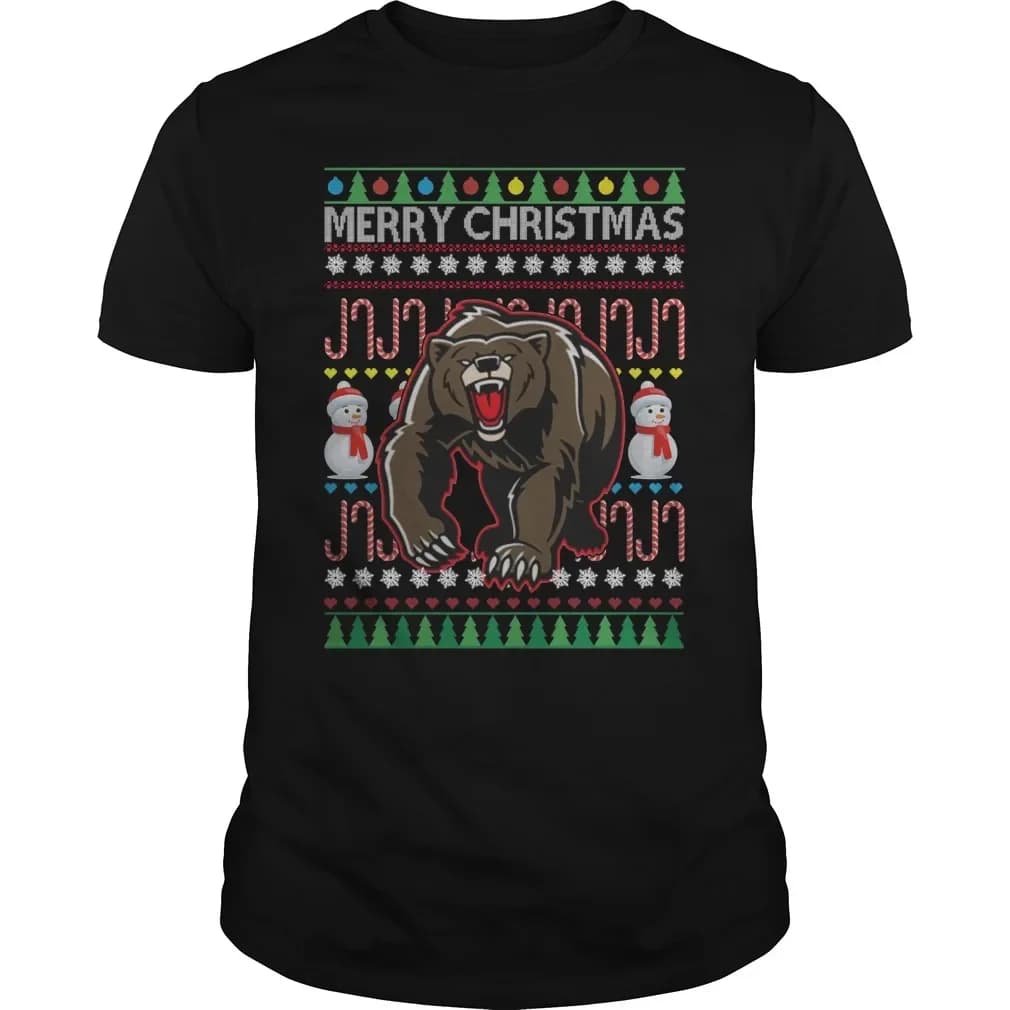 Merry Christmas Wild Bear Ugly Christmas Sweater T-Shirt 100% Cotton O-Neck Short Sleeve Summer Casual Mens T-shirt Size S-3XL