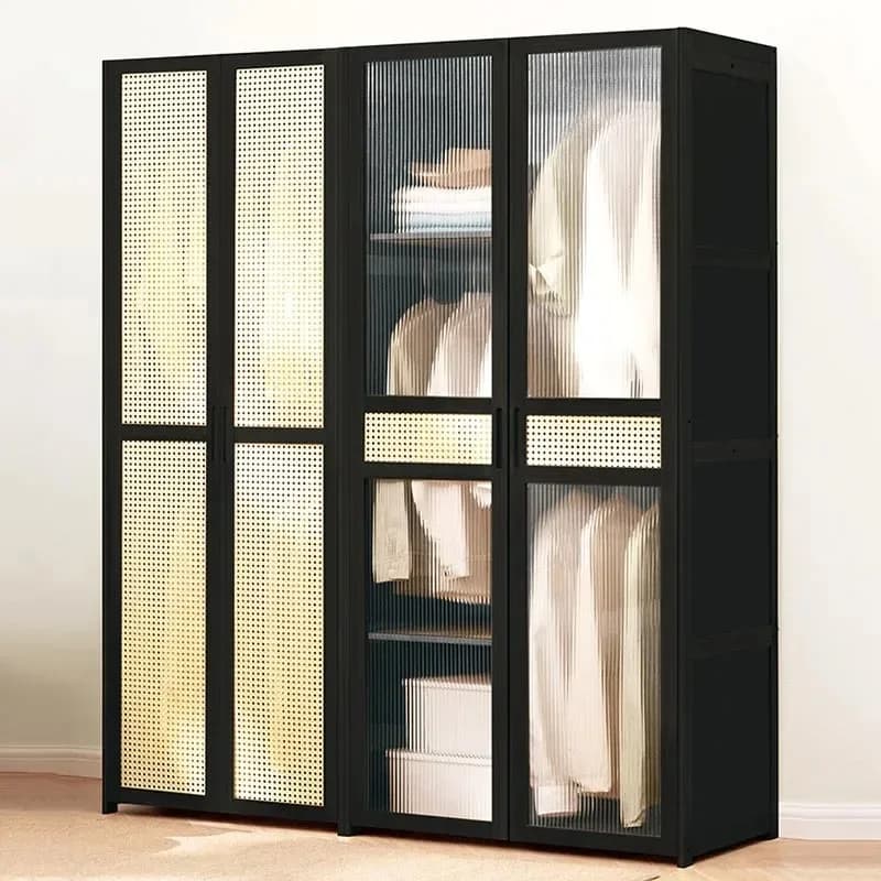 Rattan Customized Wardrobe Closet Hanging Clothes Organizer Storage Wardrobes Bedroom Space Saving Armadio Guardaroba Furniture