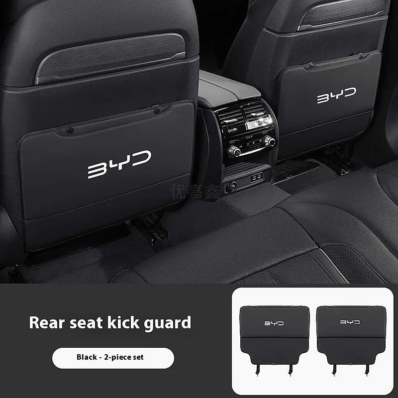 BYD 2Pcs Rear Seat Back Anti‑Kick Mat For Atto 3 Seal Dolphin Han Tang Song Yuan Wear‑Resistant Storage‑Pocket Back‑Seat Protect