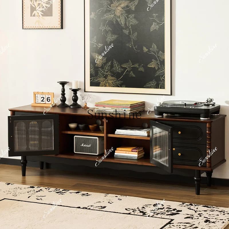 French retro living room TV cabinet small apartment simple locker  FT