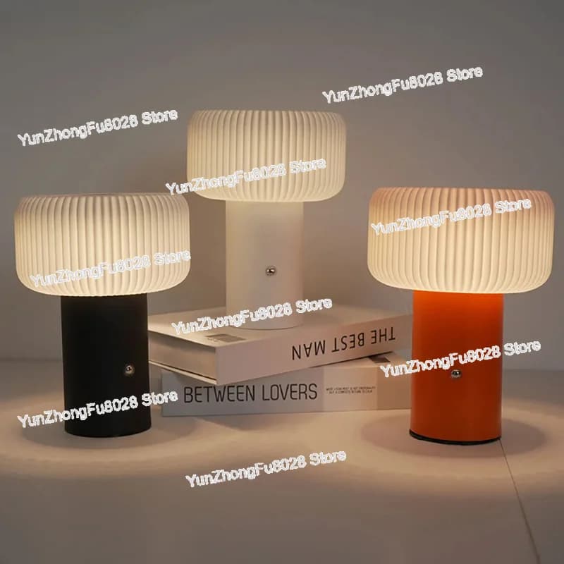 Mushroom Table Lamp LED 3-color Dimming Desk Lamp Desktop Decoration Atmosphere Lamp for Restaurant Bedroom Bedside Living Room