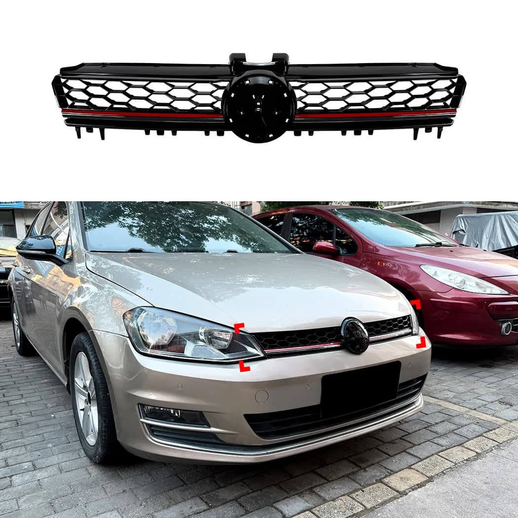 For Volkswagen Golf 7 MK7 2013 2014 2015 2016 GTI Style Honeycomb Mesh Car Front Bumper Radiator Grille Center Racing Grill