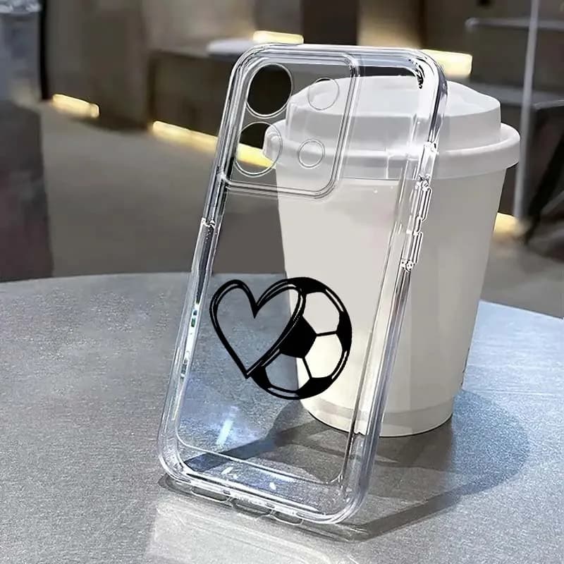 Artistic football pattern For Xiaomi Redmi Note 15 14 13 12 11E 9 9T 8 8T Pro Plus Turbo 5G Fashion TPU Transparent Phone Case