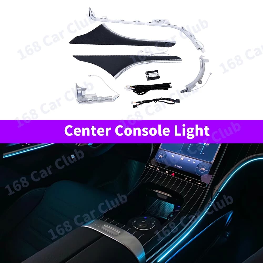 64 Color New LED Ambient Light For Mercedes Benz GLC X254 2024+ Car Turbine Air Outlet Nozzle 4D Speaker Door Seat Ambient Light