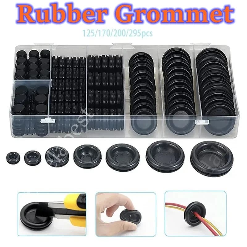 125/170/200/295 Pieces Rubber Grommet Assortment Kit Ring Gasket Firewal Hole Plug Set for Wire Electrical Appliance Plumbing