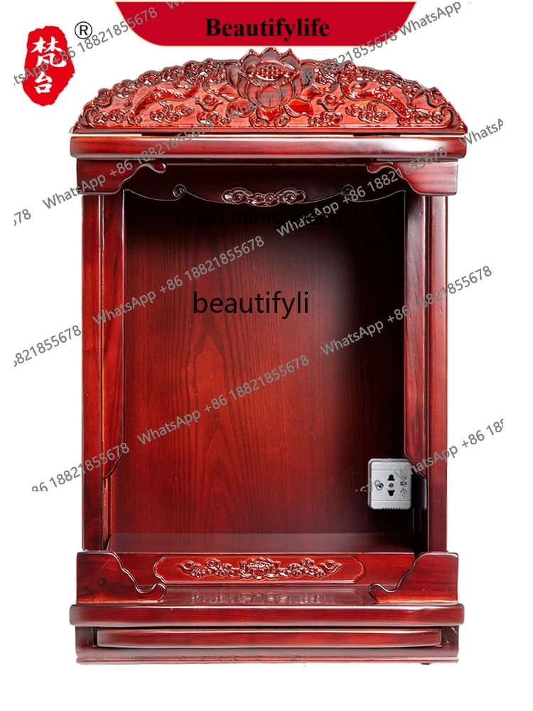 z183  Buddha Niche Modern Light Luxury Wall-Mounted Solid Wood New Chinese Style Hanging onto the Cabinet Modern Simple Home