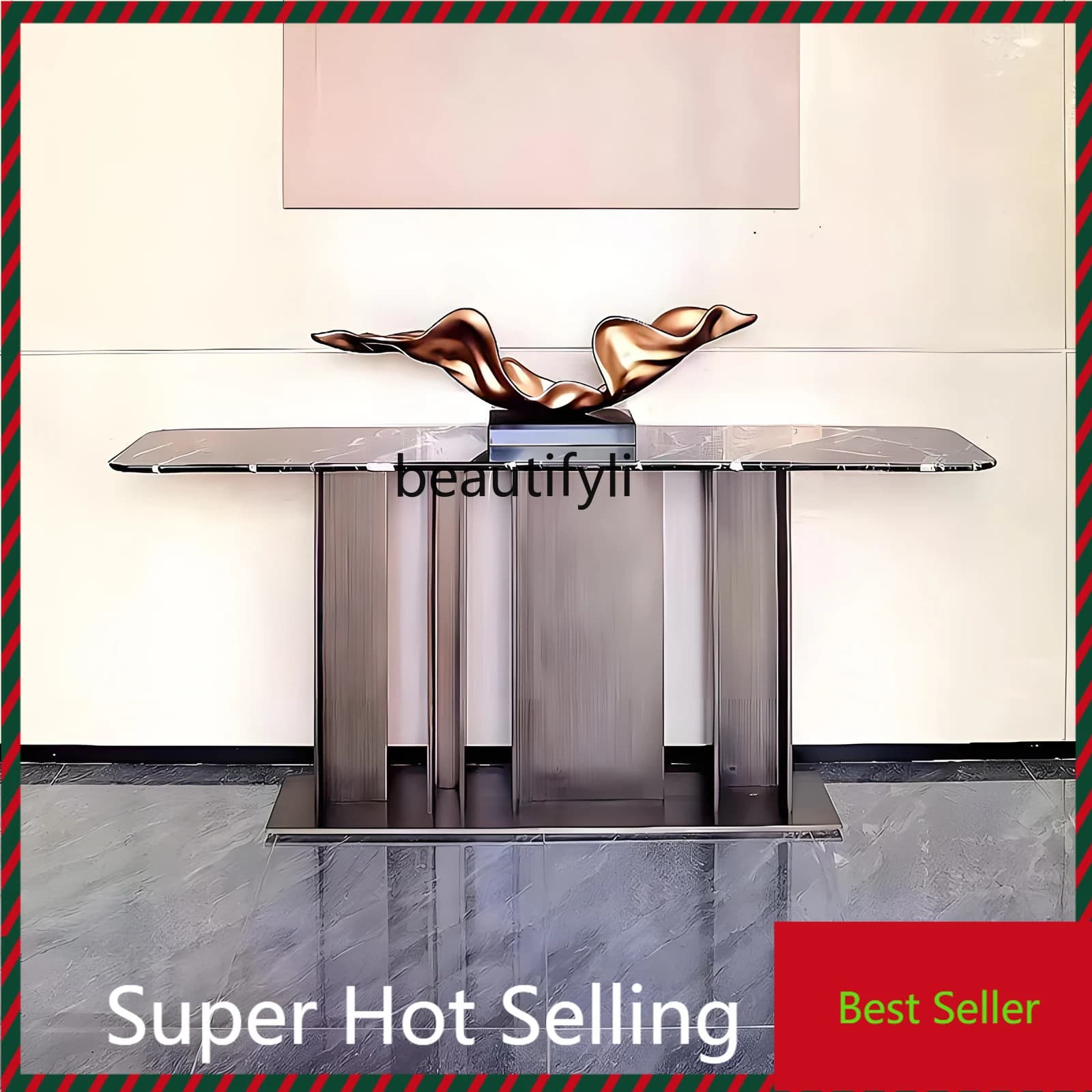 B132 Stainless steel entrance table Italian light luxury entrance  High-end view table Entrance long table