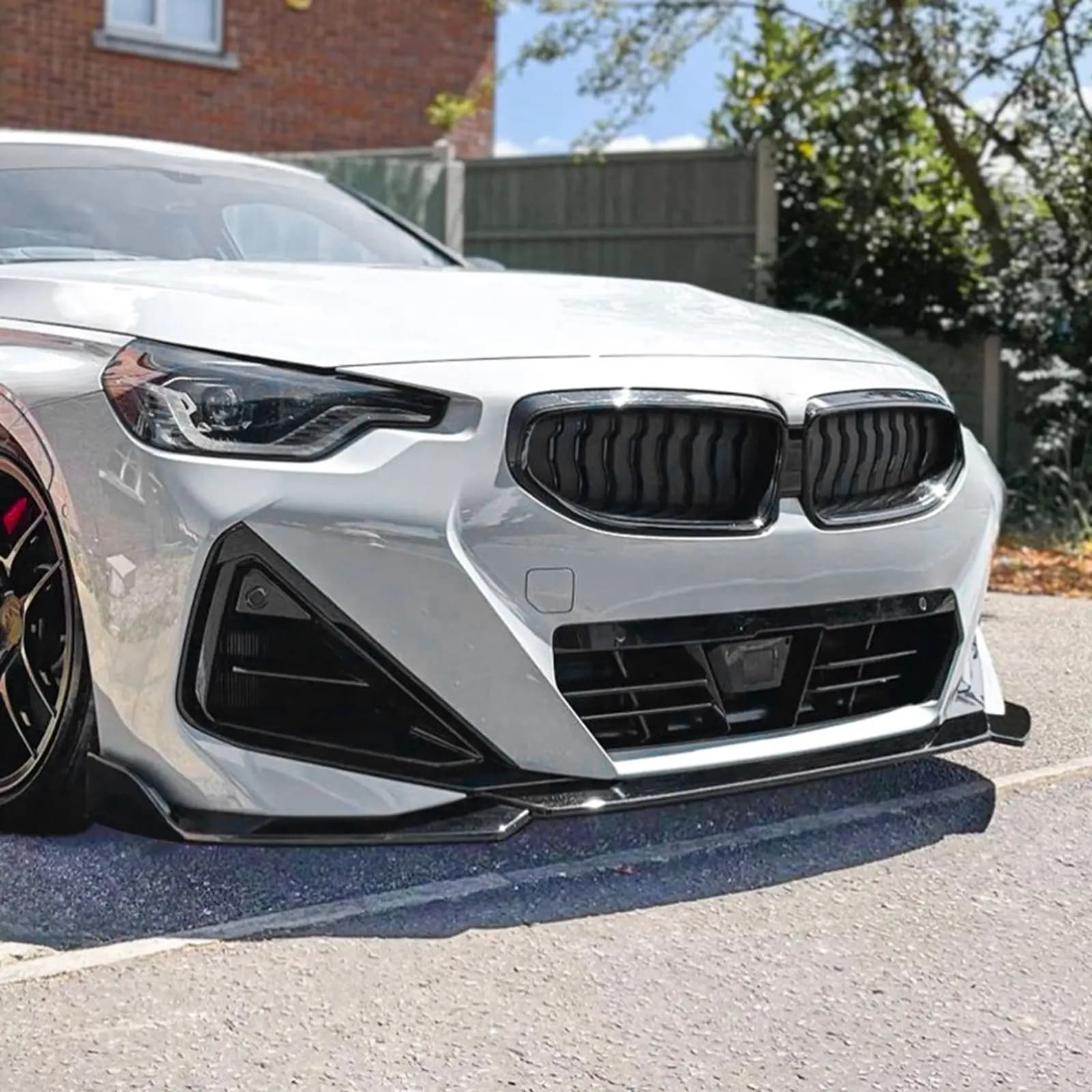 Front Bumper Lip Spoiler Black Splitter Diffuser Trim BodyKits Tuning For BMW 2 Series G42 Coupe M Sport 2022-2024