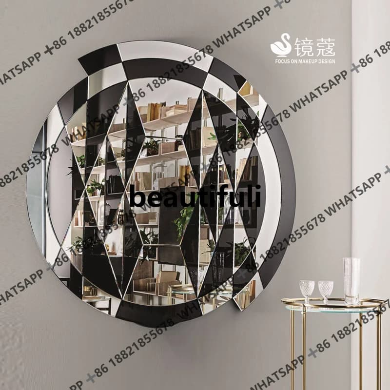 Nordic irregular round wall-mounted collage decorative mirror art mirror soft decoration designer mirror