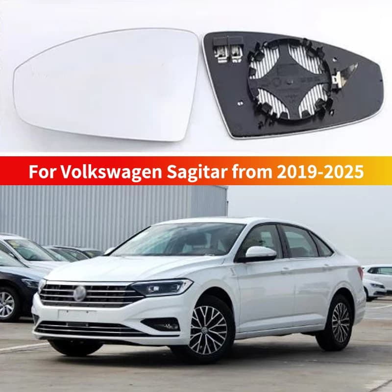 Car led warning wide angle heated mirror glass for Volkswagen Golf 7  Jetta MK7 2019-2025 rearview mirror lens