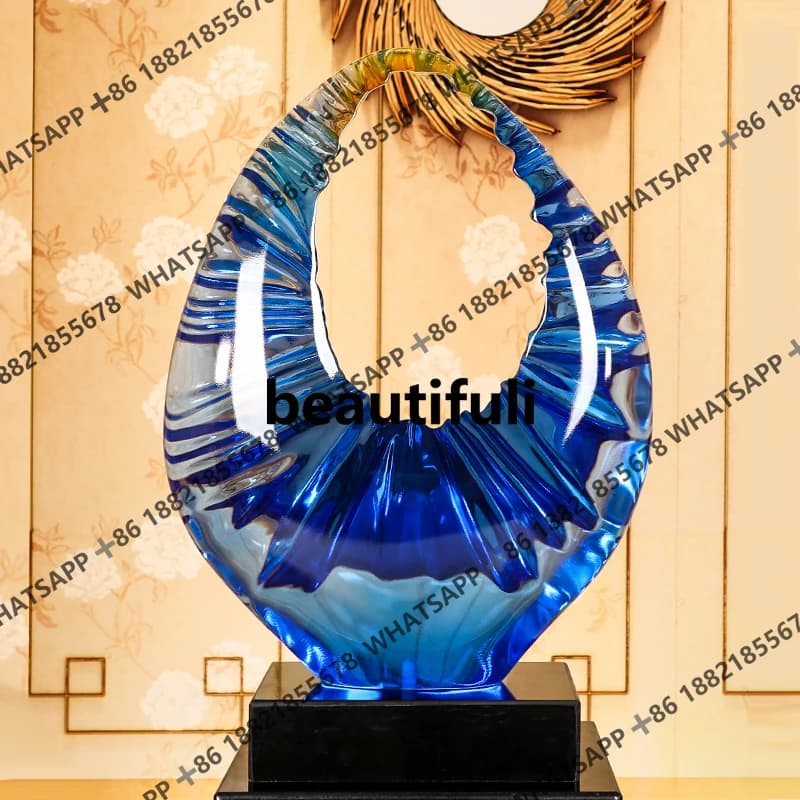 Round blue ornament synthetic resin sculpture abstract ornament hotel lobby lobby ornament tabletop