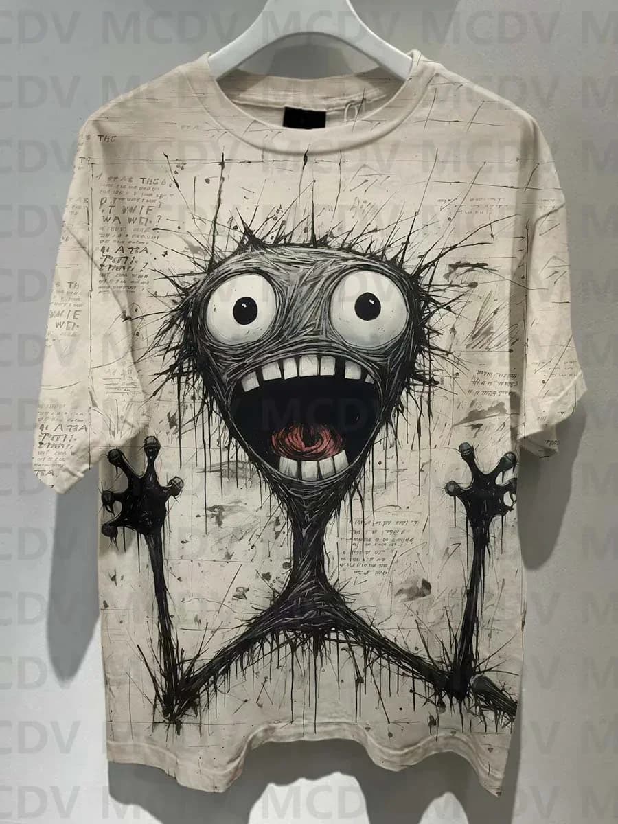 Unisex Weird Blood Dark Horror Gothic Halloween Art Print T-shirt Summer Tops