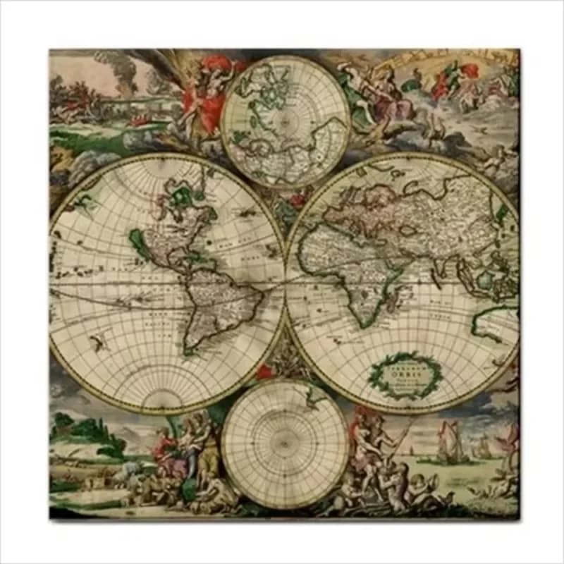 Vintage World Map Mural Art Vintage Tile Detail Fashion Mural Products