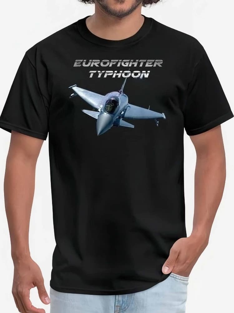 Eurofighter Typhoon 107234 graphic men's short sleeve casual O-neck cotton T-shirt with fighter print.