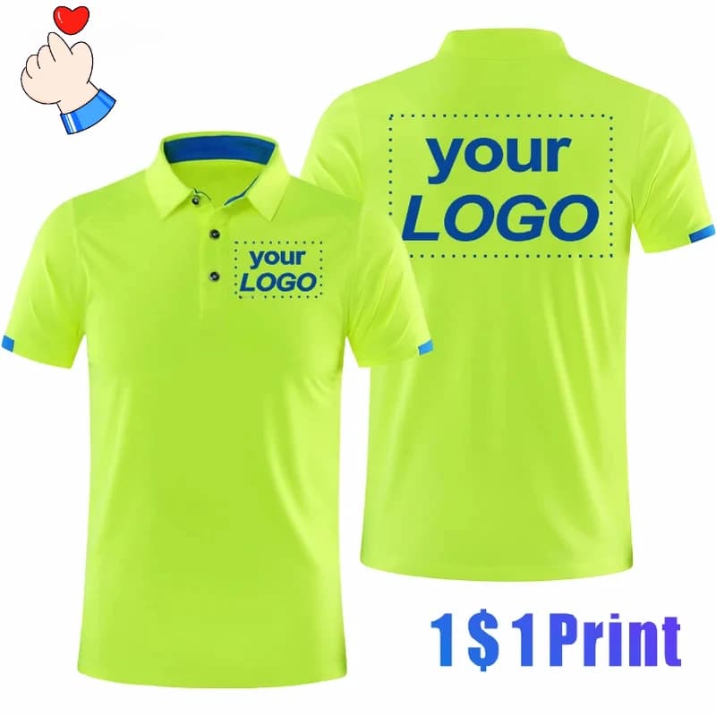 Quick-drying Sports Polo Shirt Custom Printed Company Brand Logo Casual Short-sleeved Polo Print Shirt T-shirt 4XL 2025
