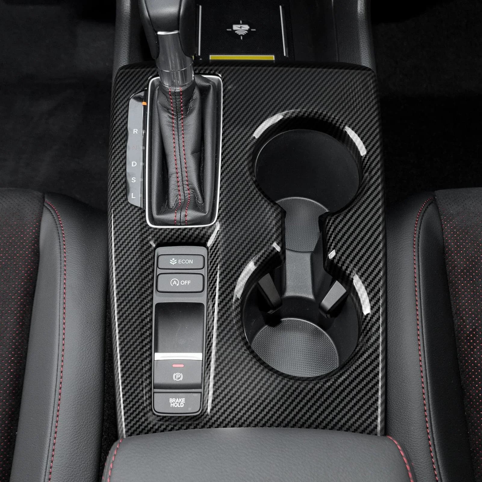 Carbon Fiber ABS Stickers  Interior Accessories Car Center Console Gear Shift Cover Panel For Honda Civic 11th Gen