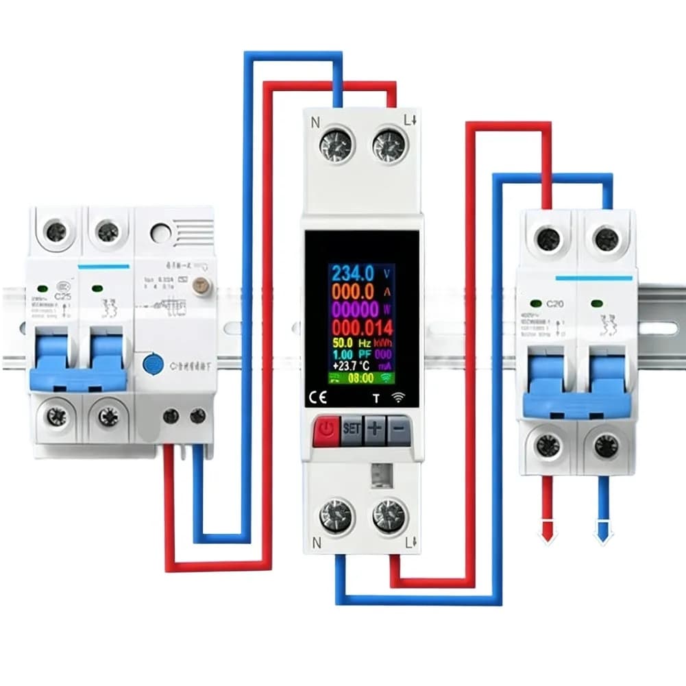 White Smart Circuit Breaker LCD Color Screen Display Overvoltage Protection Undervoltage Protection For Smart Home Automation