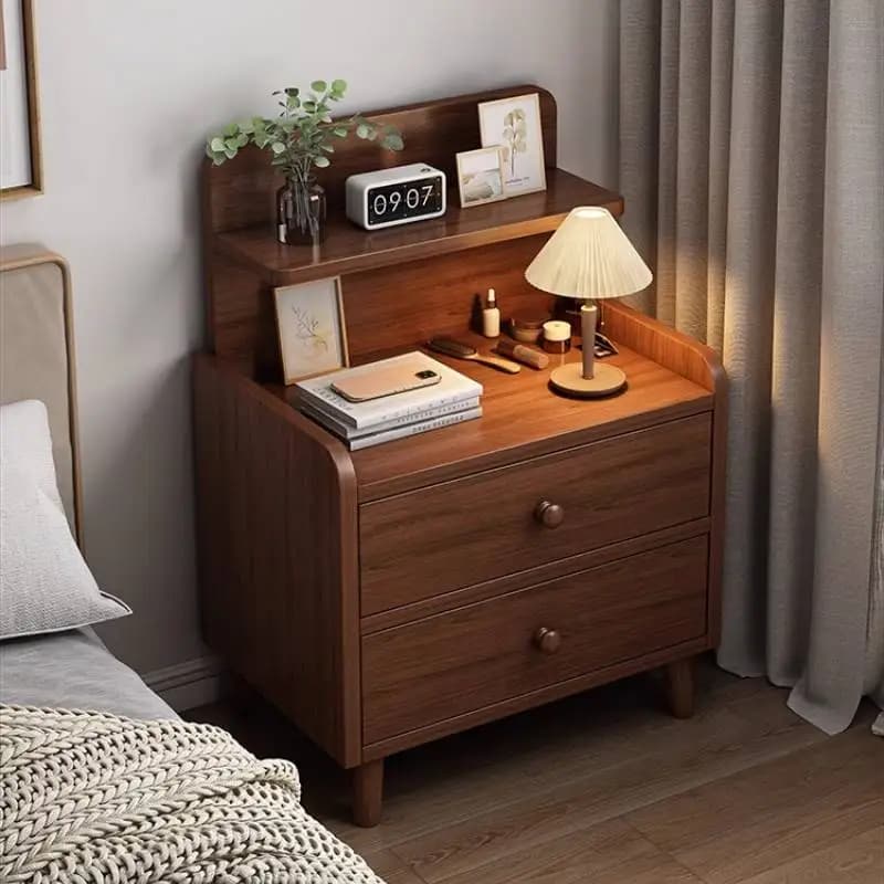 Italian Luxury Nightstands Drawer Storage Walnut Organization Modern Nightstands Bedside Bedroom Mesitas De Noche Furniture Home