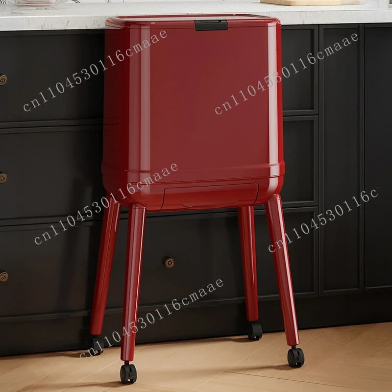 Household kitchen tall trash can removable pulley garbage storage